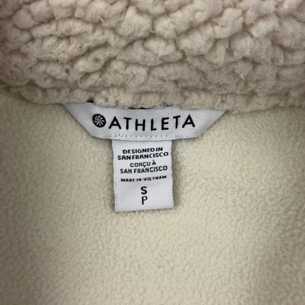 Athleta Jacket Womens Small Cream In The Clouds Fleece Sherpa Full Zip Cozy Warm - Picture 4 of 12